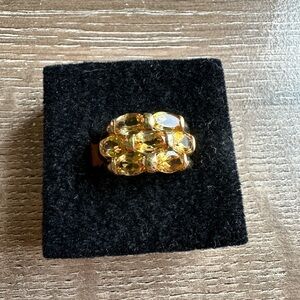 IRM Sterling Silver Gold Vermeil Citrine Cluster Cocktail Ring Size 7 925